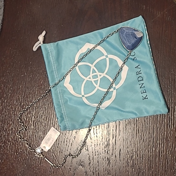 NWT Kendra Scott McKenna rhodium plated necklace lapis beautiful blue statement! - Picture 3 of 11